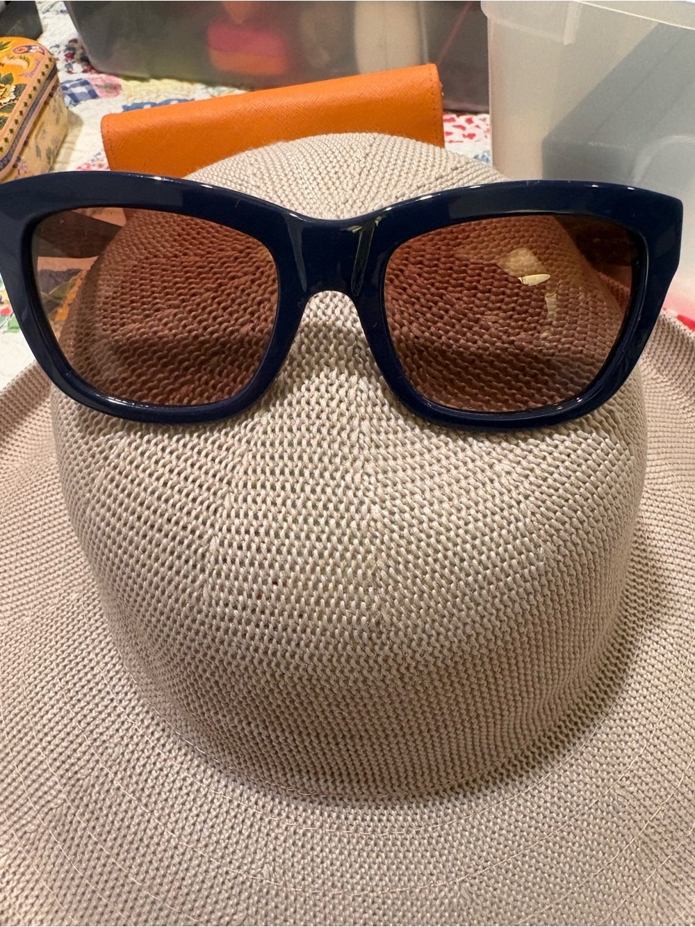 Tory Burch Navy Frame Sunglasses with Brown Lenses